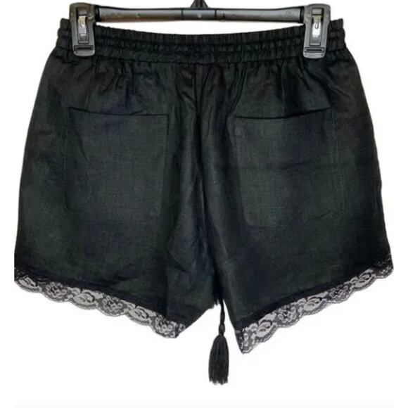 NWT Women's Gold Hawk Black linen with lace trimmed shorts XS - Picture 4 of 7